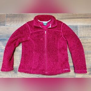 L.L.Bean Magenta Fuzzy Full-Zip Fleece Jacket M-REG